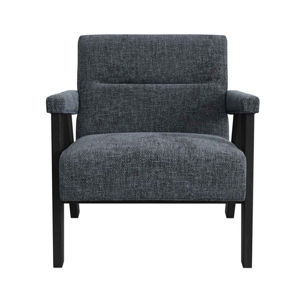 Velvet Tweed Armchair With Wood Frame - Abel