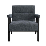 Velvet Tweed Armchair With Wood Frame - Abel