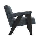 Velvet Tweed Armchair With Wood Frame - Abel