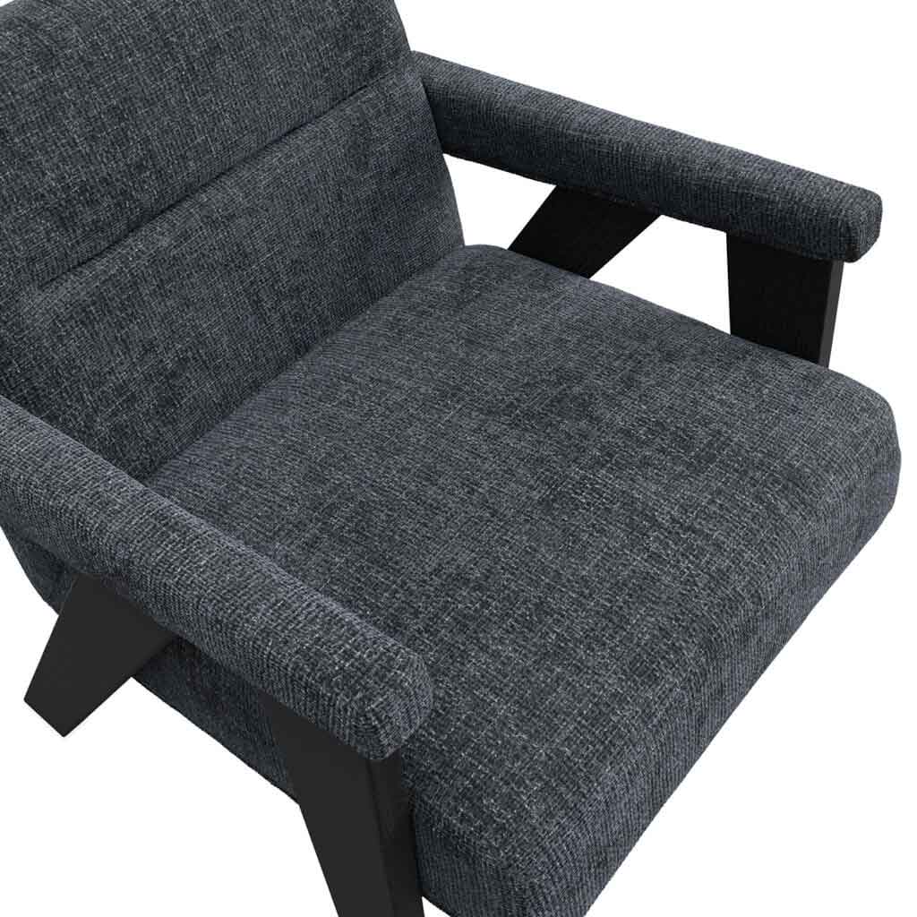 Velvet Tweed Armchair With Wood Frame - Abel