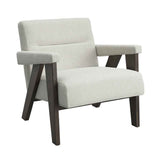 Velvet Tweed Armchair With Wood Frame - Abel