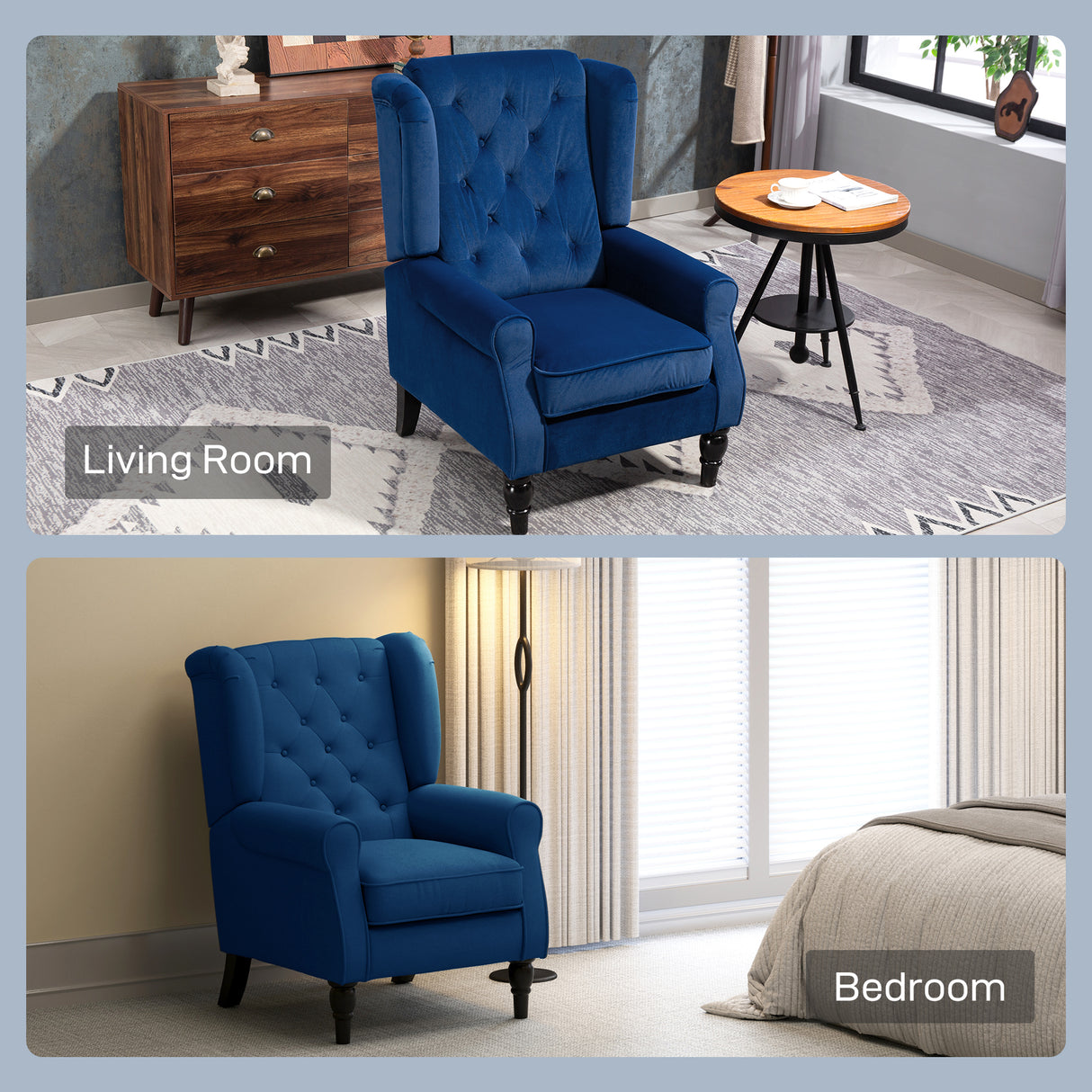 Velvet Wingback Occasional Chair 74cm Wide - Velmora