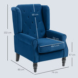 Velvet Wingback Occasional Chair 74cm Wide - Velmora