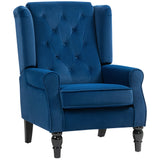 Velvet Wingback Occasional Chair 74cm Wide - Velmora