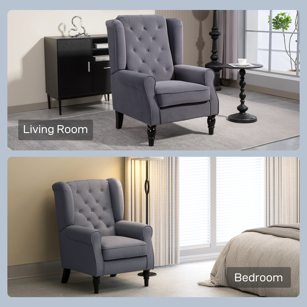 Velvet Wingback Occasional Chair 74cm Wide - Velmora