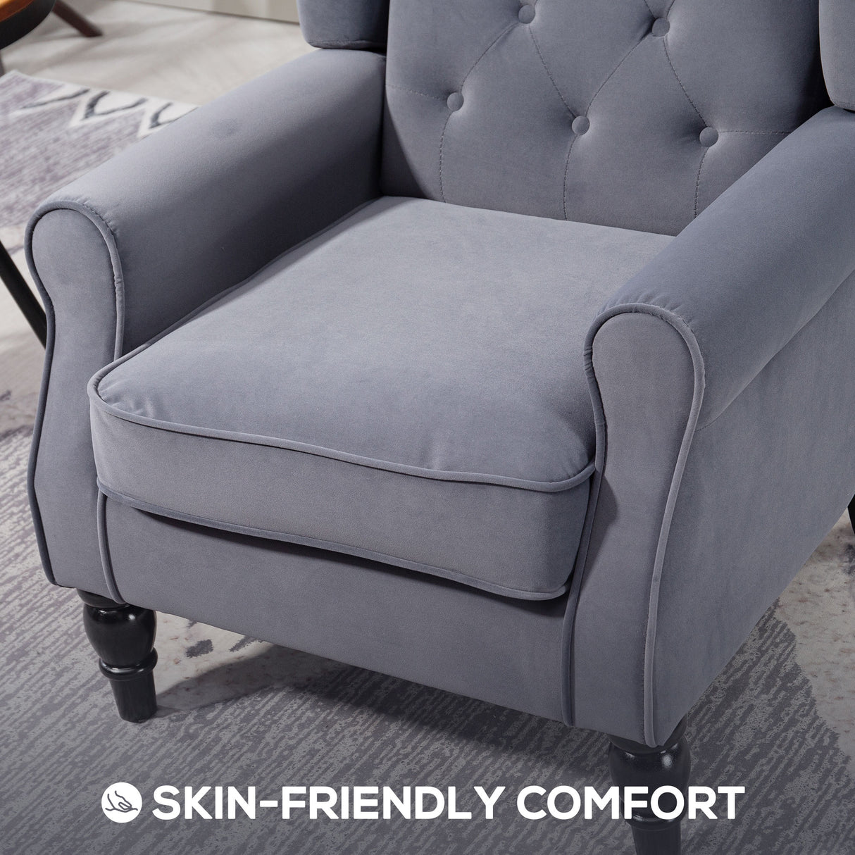Velvet Wingback Occasional Chair 74cm Wide - Velmora
