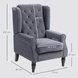 Velvet Wingback Occasional Chair 74cm Wide - Velmora