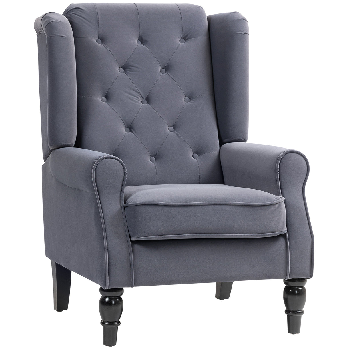 Velvet Wingback Occasional Chair 74cm Wide - Velmora