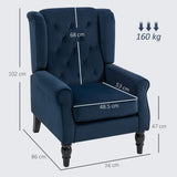 Velvet Wingback Occasional Chair 74cm Wide - Velmora