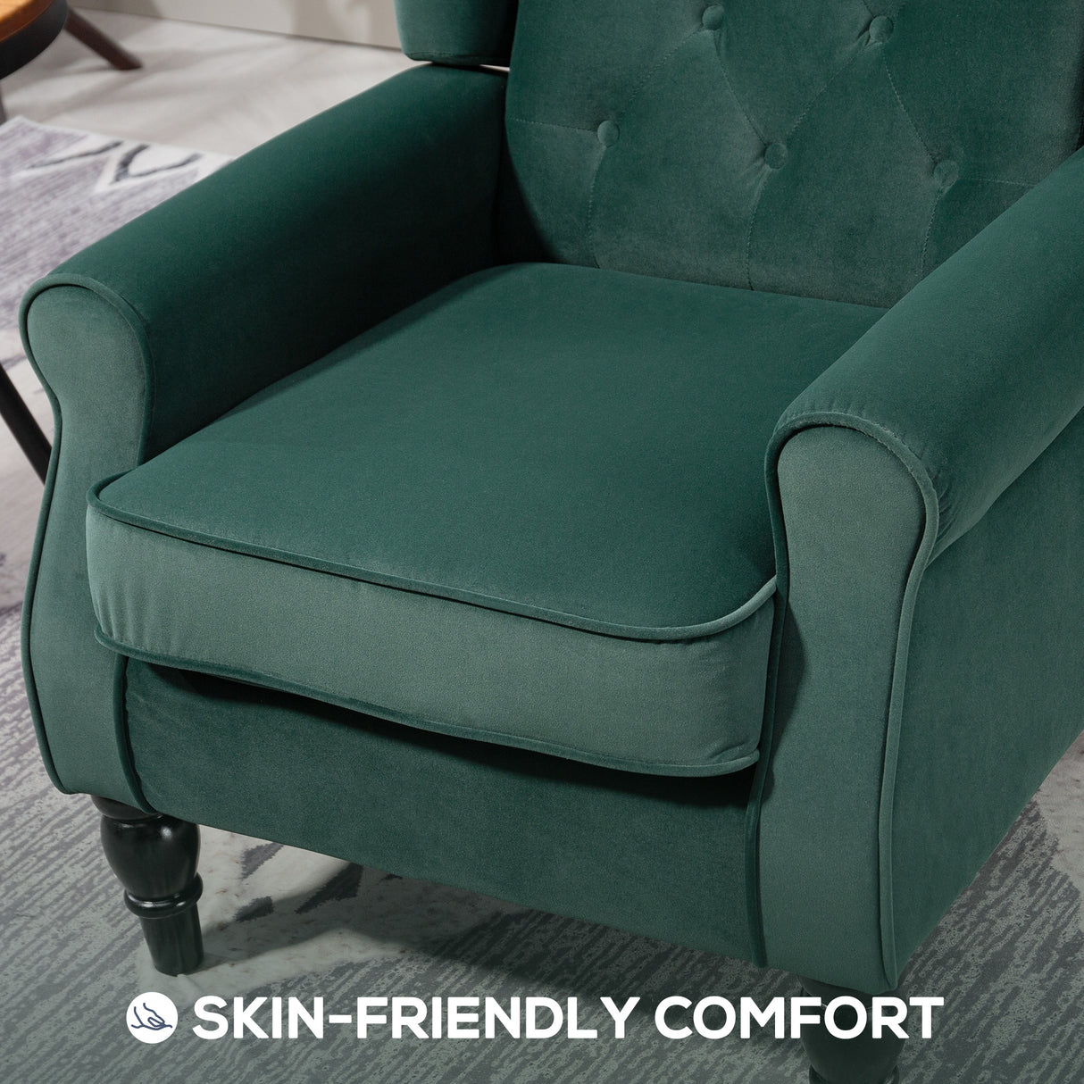 Velvet Wingback Occasional Chair 74cm Wide - Velmora