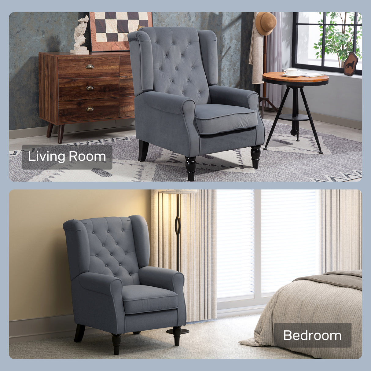 Velvet Wingback Occasional Chair 74cm Wide - Velmora