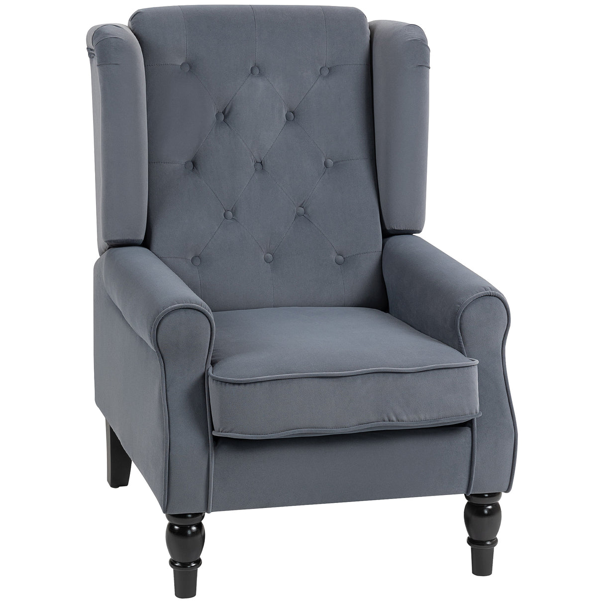 Velvet Wingback Occasional Chair 74cm Wide - Velmora