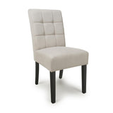 Waffle Flax Effect Fabric Dining Chairs in Set Of 2 With Black Legs - Moseley