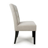 Waffle Flax Effect Fabric Dining Chairs in Set Of 2 With Black Legs - Moseley