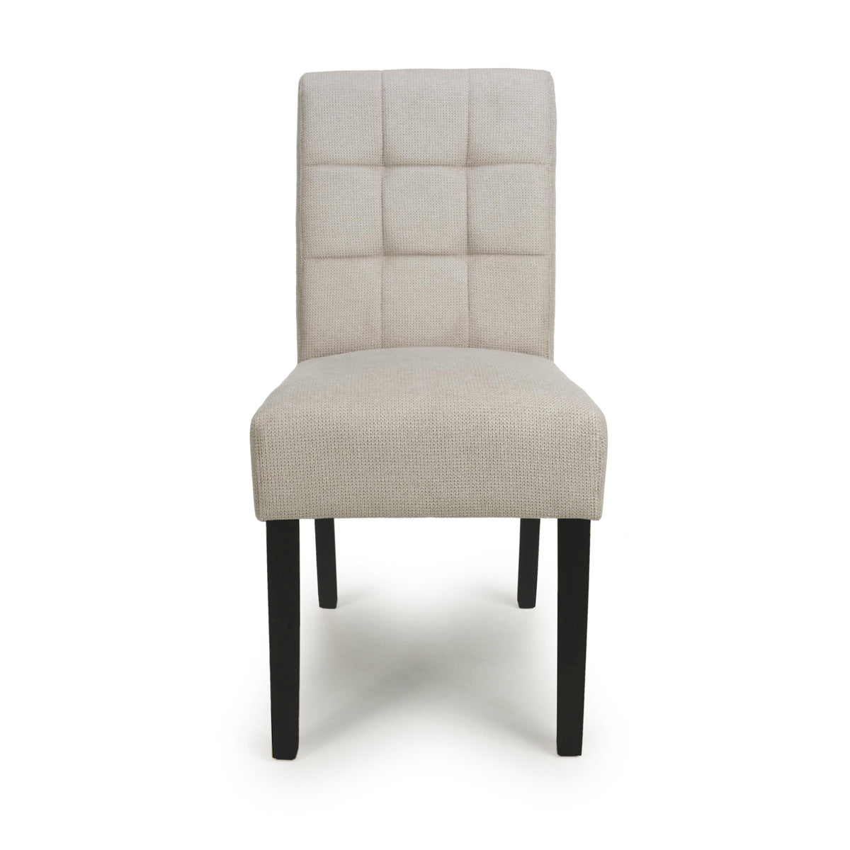 Waffle Flax Effect Fabric Dining Chairs in Set Of 2 With Black Legs - Moseley