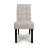 Waffle Flax Effect Fabric Dining Chairs in Set Of 2 With Black Legs - Moseley
