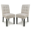 Waffle Flax Effect Fabric Dining Chairs in Set Of 2 With Black Legs - Moseley