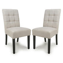 Waffle Flax Effect Fabric Dining Chairs in Set Of 2 With Black Legs - Moseley