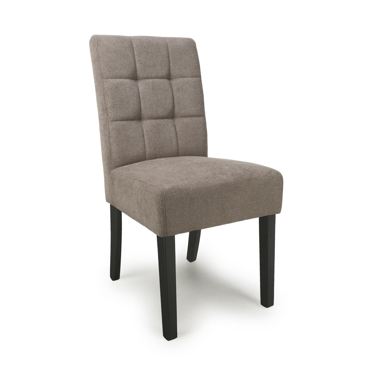 Waffle Flax Effect Fabric Dining Chairs in Set Of 2 With Black Legs - Moseley