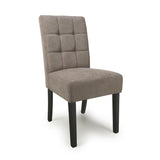 Waffle Flax Effect Fabric Dining Chairs in Set Of 2 With Black Legs - Moseley