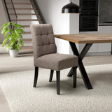 Waffle Flax Effect Fabric Dining Chairs in Set Of 2 With Black Legs - Moseley