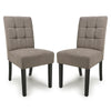 Waffle Flax Effect Fabric Dining Chairs in Set Of 2 With Black Legs - Moseley
