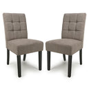 Waffle Flax Effect Fabric Dining Chairs in Set Of 2 With Black Legs - Moseley