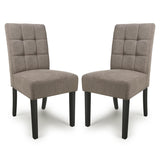 Waffle Flax Effect Fabric Dining Chairs in Set Of 2 With Black Legs - Moseley