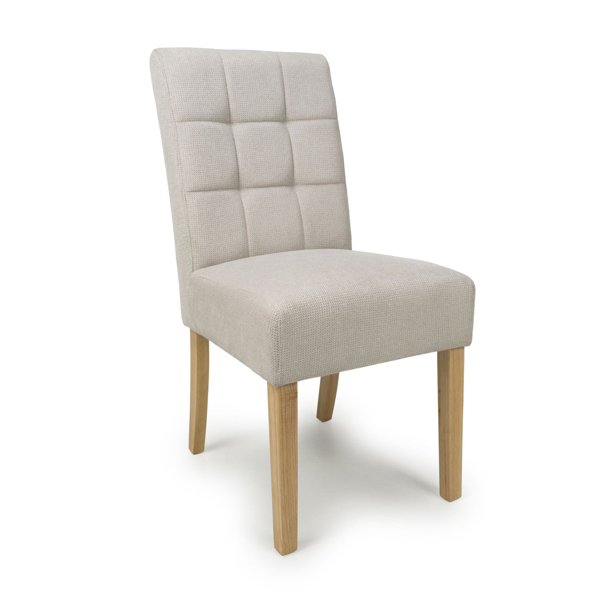 Waffle Flax Effect Fabric Dining Chairs in Set Of 2 With Natural Legs - Moseley