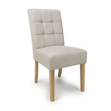 Waffle Flax Effect Fabric Dining Chairs in Set Of 2 With Natural Legs - Moseley