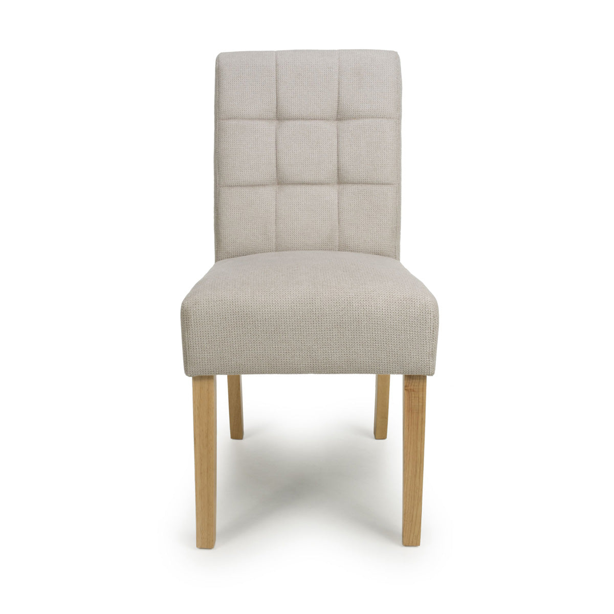 Waffle Flax Effect Fabric Dining Chairs in Set Of 2 With Natural Legs - Moseley