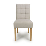 Waffle Flax Effect Fabric Dining Chairs in Set Of 2 With Natural Legs - Moseley