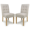 Waffle Flax Effect Fabric Dining Chairs in Set Of 2 With Natural Legs - Moseley