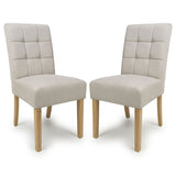 Waffle Flax Effect Fabric Dining Chairs in Set Of 2 With Natural Legs - Moseley