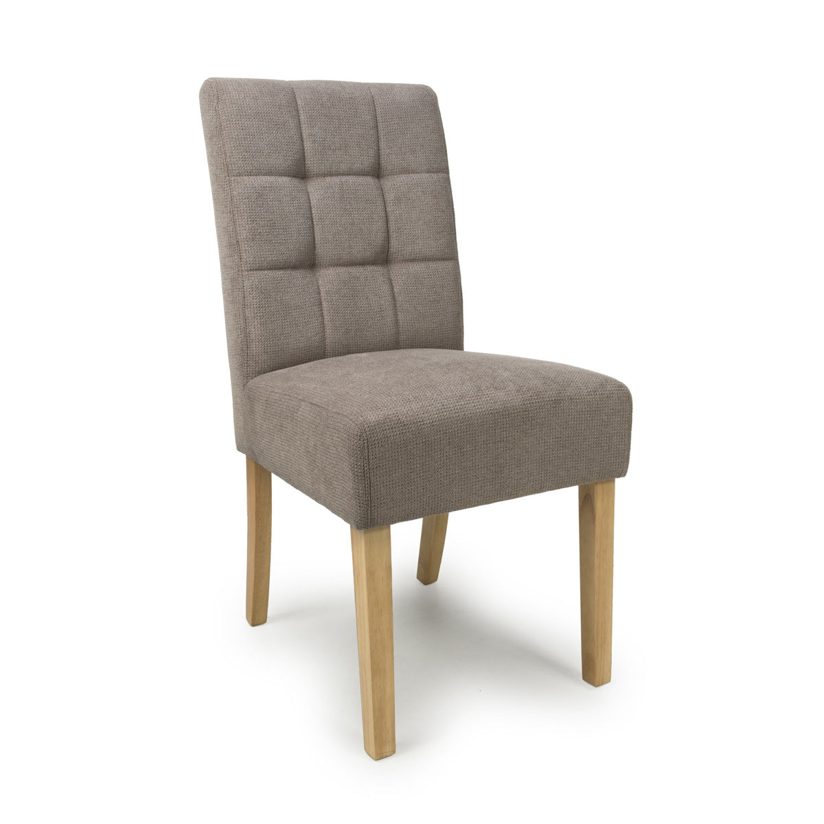 Waffle Flax Effect Fabric Dining Chairs in Set Of 2 With Natural Legs - Moseley