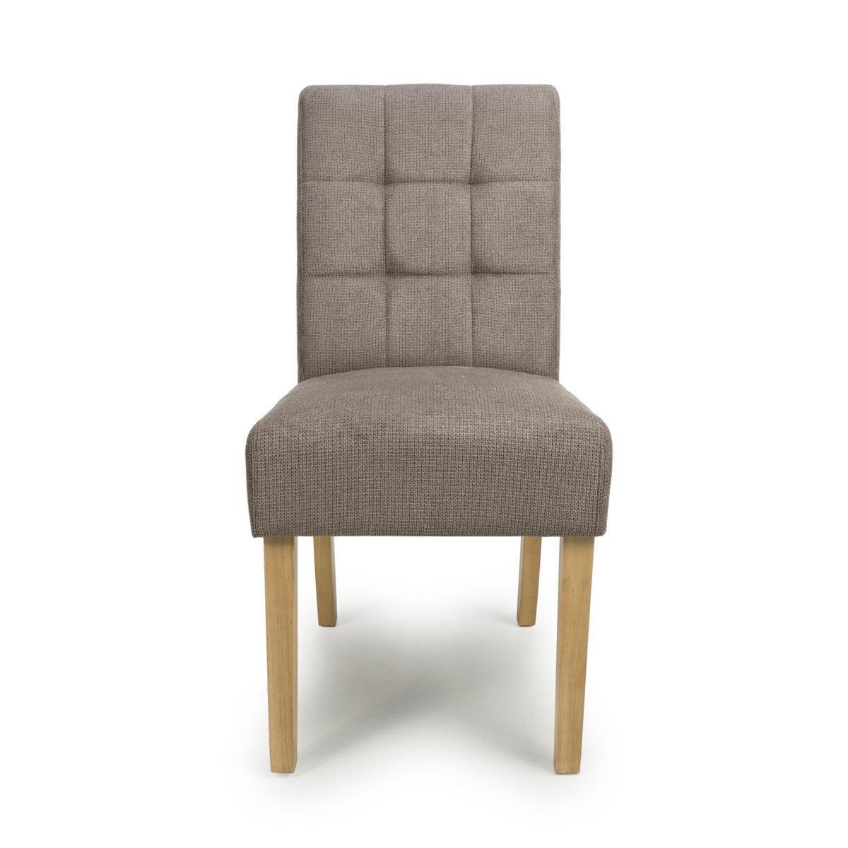 Waffle Flax Effect Fabric Dining Chairs in Set Of 2 With Natural Legs - Moseley