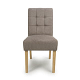 Waffle Flax Effect Fabric Dining Chairs in Set Of 2 With Natural Legs - Moseley