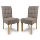 Waffle Flax Effect Fabric Dining Chairs in Set Of 2 With Natural Legs - Moseley