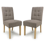 Waffle Flax Effect Fabric Dining Chairs in Set Of 2 With Natural Legs - Moseley