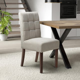 Waffle Flax Effect Fabric Dining Chairs in Set Of 2 With Walnut Legs - Moseley