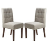 Waffle Flax Effect Fabric Dining Chairs in Set Of 2 With Walnut Legs - Moseley