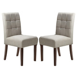Waffle Flax Effect Fabric Dining Chairs in Set Of 2 With Walnut Legs - Moseley