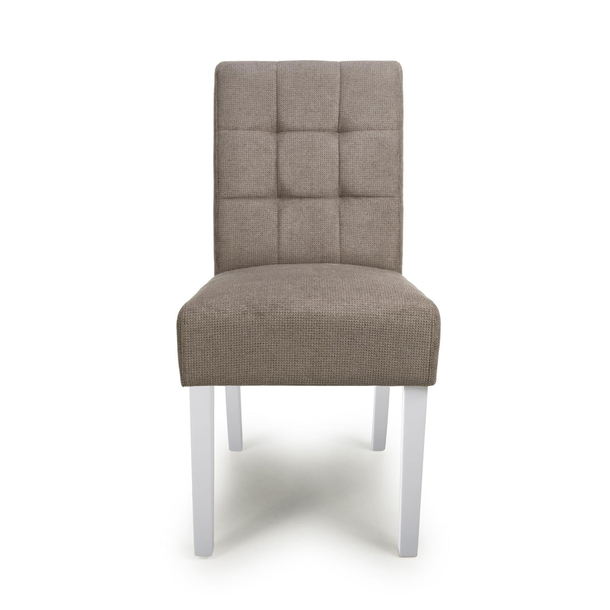 Waffle Flax Effect Fabric Dining Chairs in Set Of 2 With White Legs - Moseley