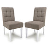 Waffle Flax Effect Fabric Dining Chairs in Set Of 2 With White Legs - Moseley