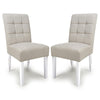 Waffle Flax Effect Fabric Dining Chairs in Set Of 2 With White Legs - Moseley
