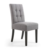 Waffle Linen Effect Fabric Dining Chairs in Set Of 2 With Black Legs - Moseley