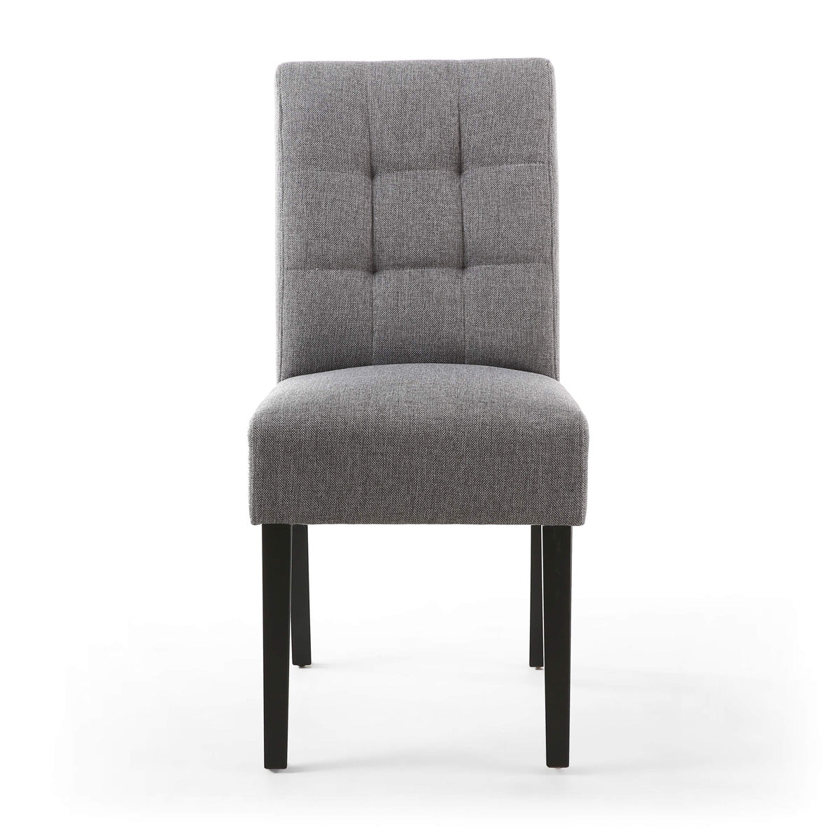 Waffle Linen Effect Fabric Dining Chairs in Set Of 2 With Black Legs - Moseley