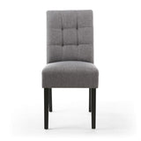 Waffle Linen Effect Fabric Dining Chairs in Set Of 2 With Black Legs - Moseley