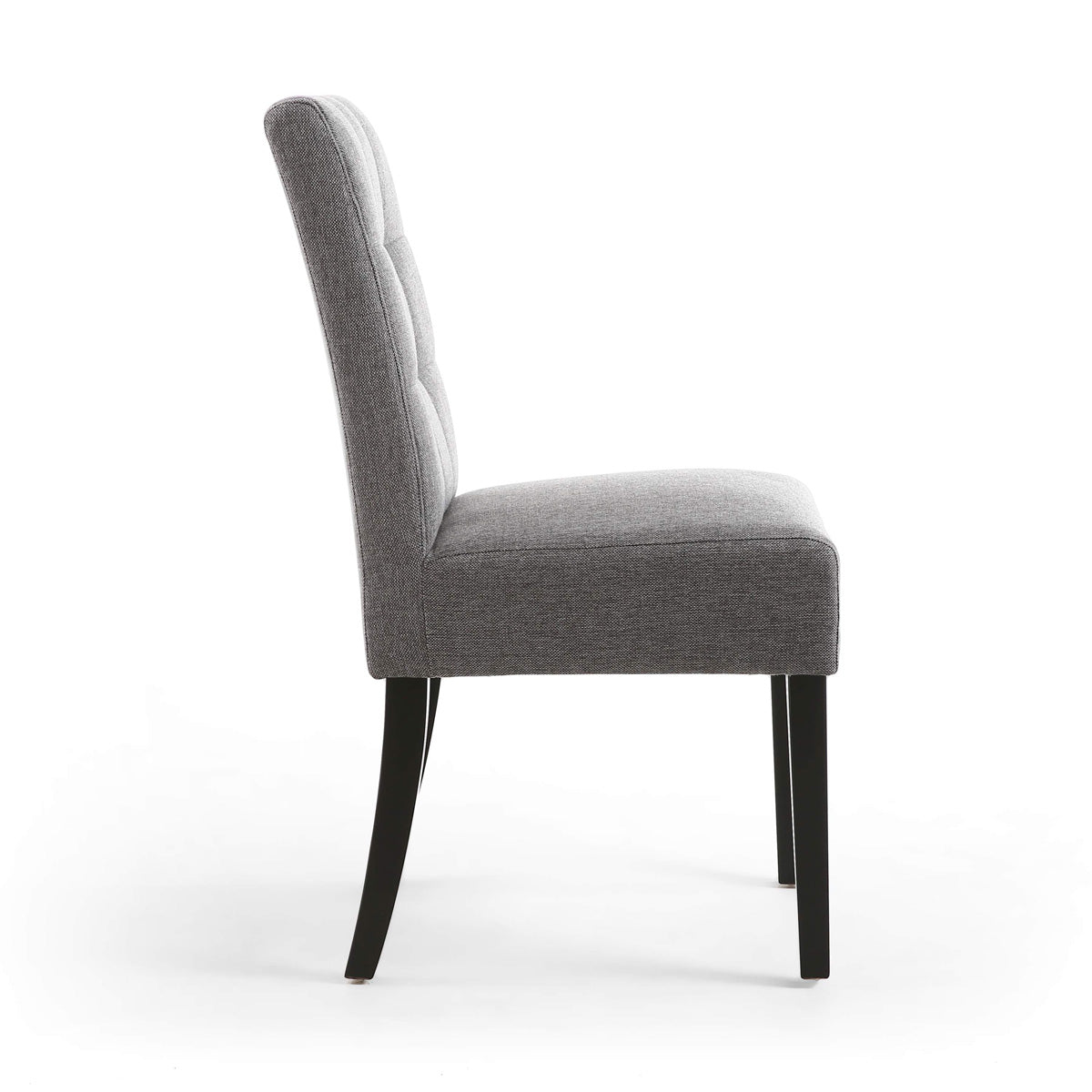 Waffle Linen Effect Fabric Dining Chairs in Set Of 2 With Black Legs - Moseley