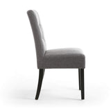 Waffle Linen Effect Fabric Dining Chairs in Set Of 2 With Black Legs - Moseley